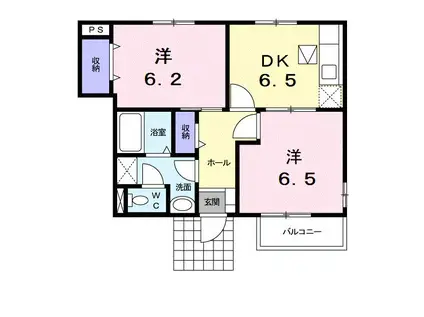 ショコラハウス(2DK/1階)の間取り写真