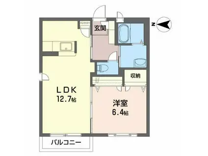 プロムナード南ヶ丘D(1LDK/1階)の間取り写真