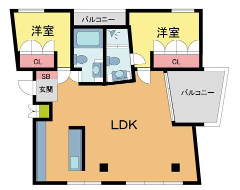 CRESCENT-T(2LDK/3階)の間取り写真