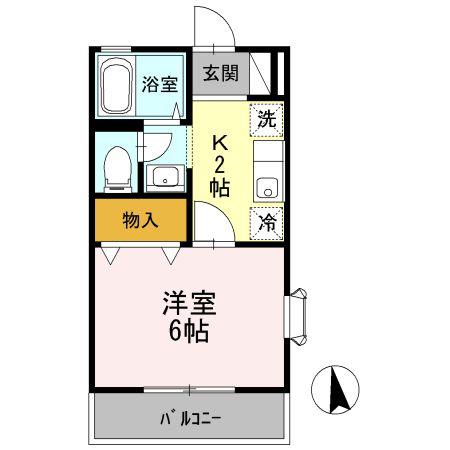 レーベンハイム(1K/2階)の間取り写真