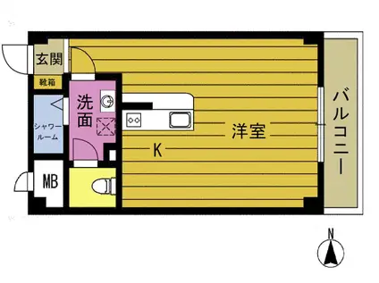 ＪＲ日豊本線 別府駅(大分) 徒歩6分 4階建 築14年(ワンルーム/2階)の間取り写真