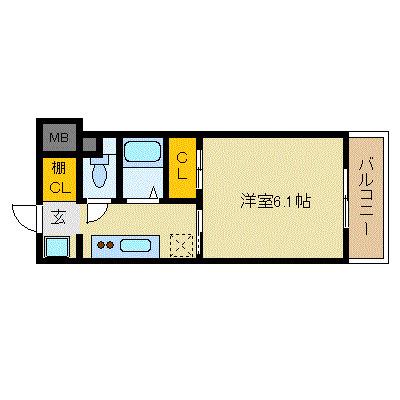 ル・パルトネール梅田北(1K/13階)の間取り写真