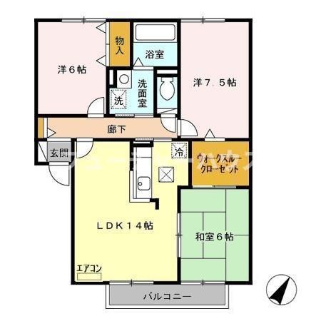 サニーハイツ ナカミチ(3LDK/1階)の間取り写真