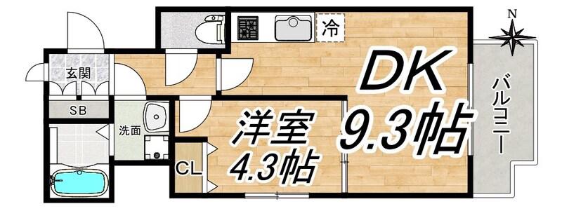 アドバンス西梅田(1LDK/9階)の間取り写真