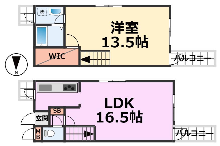 エスパス塚口(1LDK/3階)の間取り写真