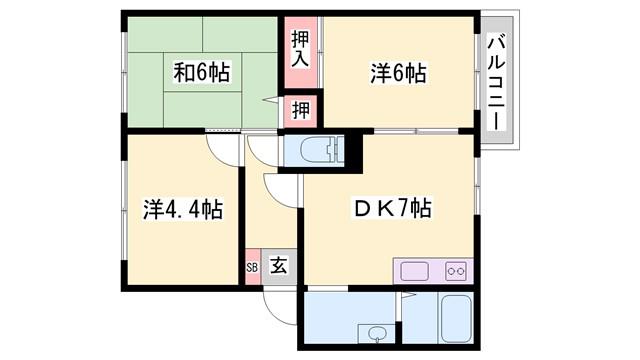 JAファミールハイツ(3DK/2階)の間取り写真