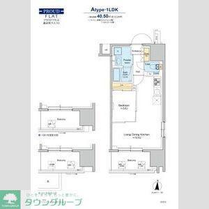 プラウドフラット錦糸町ウエスト(1DK/8階)の間取り写真
