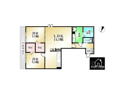 ヒーローキングダム(2LDK/1階)の間取り写真