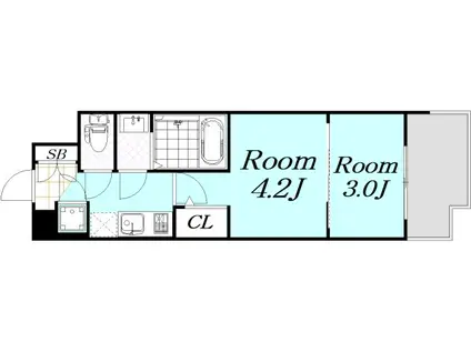 セレニテ東梅田アリエ(2K/5階)の間取り写真