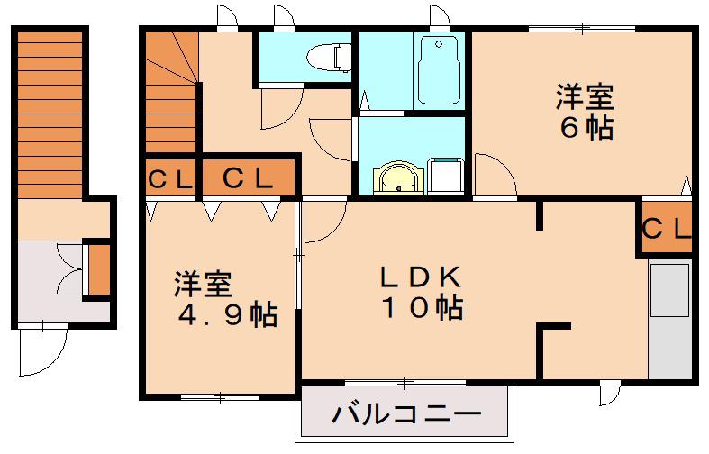 ブラビアコートI(2LDK/2階)の間取り写真