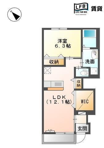 エスパース(1LDK/1階)の間取り写真
