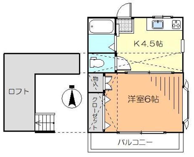 ウェルハウス(1K/2階)の間取り写真