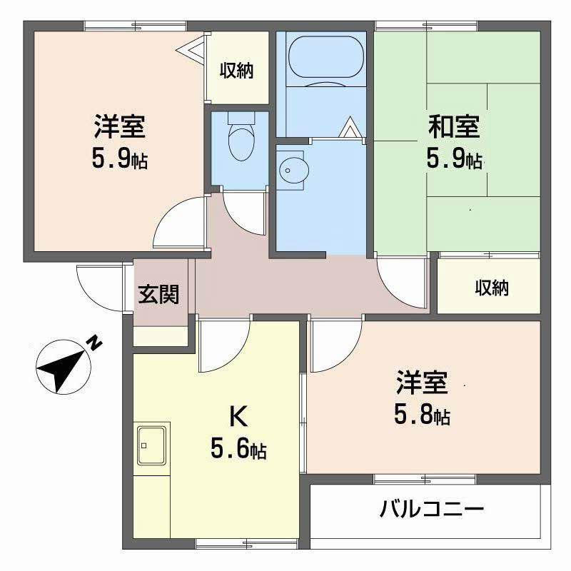 ウォームフロント岡田(3K/2階)の間取り写真