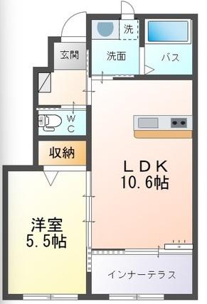 オネット(1LDK/1階)の間取り写真