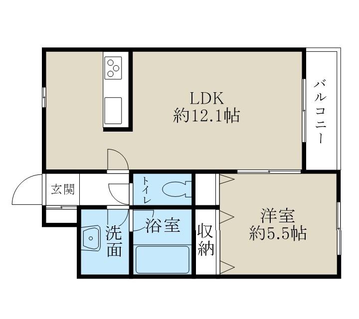 グランフィル紫竹山(1LDK/3階)の間取り写真