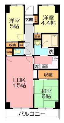 翠峯壱番館(3LDK/6階)の間取り写真