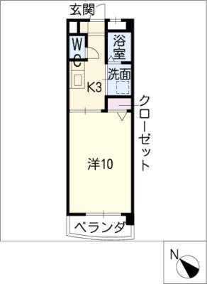 メルベーユ(1K/3階)の間取り写真