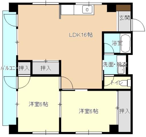 春山ビル(2LDK/2階)の間取り写真
