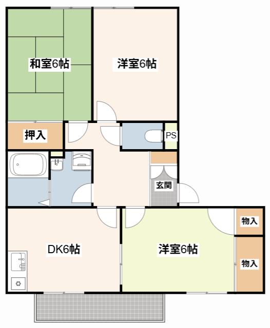 メナジュ夢(3DK/2階)の間取り写真