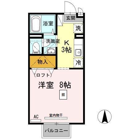 セジュール素川II(1K/2階)の間取り写真
