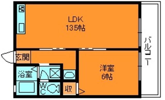 シティハイムいかるが(1LDK/2階)の間取り写真