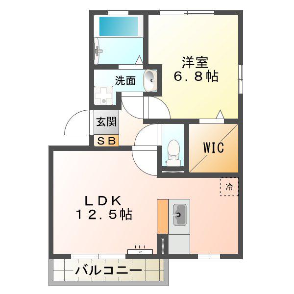 ルフレール(1LDK/2階)の間取り写真