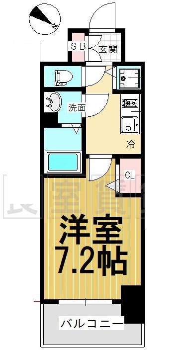 プレサンス上前津グレース(1K/13階)の間取り写真