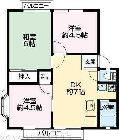 コーポ宇佐美III(3DK/2階)の間取り写真