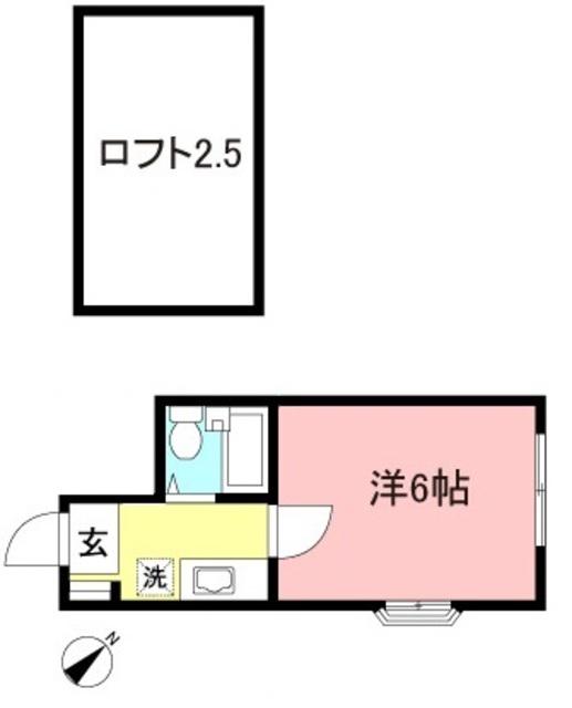 リバーサイド和泉多摩川(1K/2階)の間取り写真