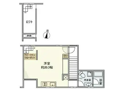 四の坂テラス(ワンルーム/2階)の間取り写真