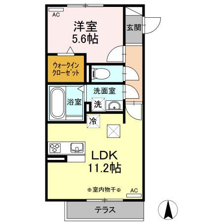 カーサ・ディ・ピーノ(1LDK/1階)の間取り写真