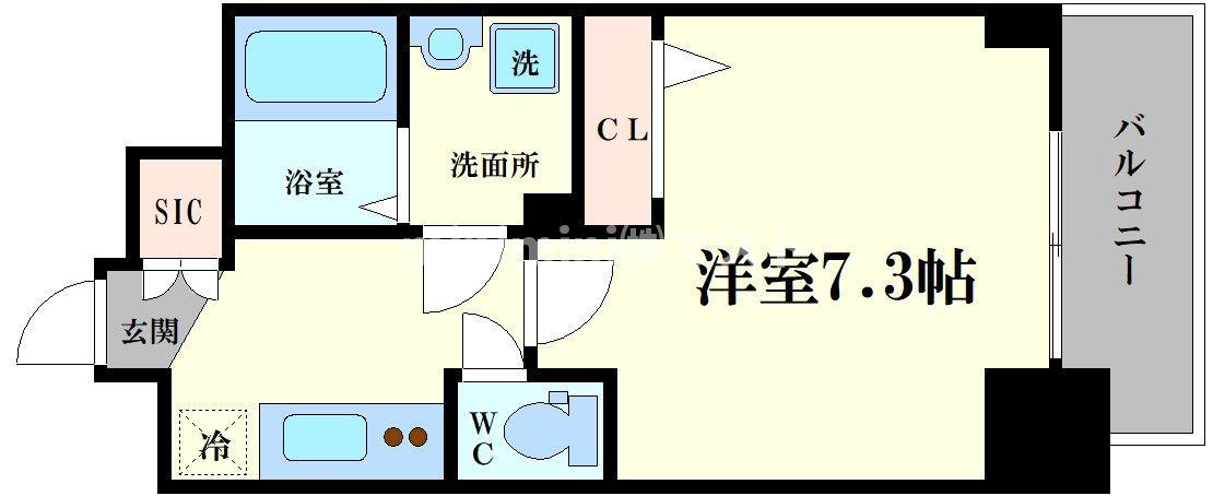ファーストフィオーレ九条III(1K/2階)の間取り写真