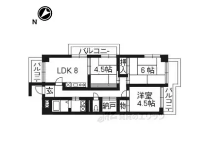 パールハイツ打出浜(3LDK/6階)の間取り写真