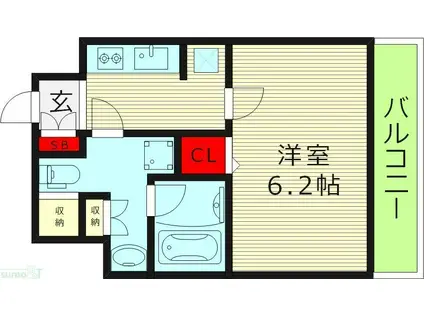 セイワパレス大今里(1K/2階)の間取り写真