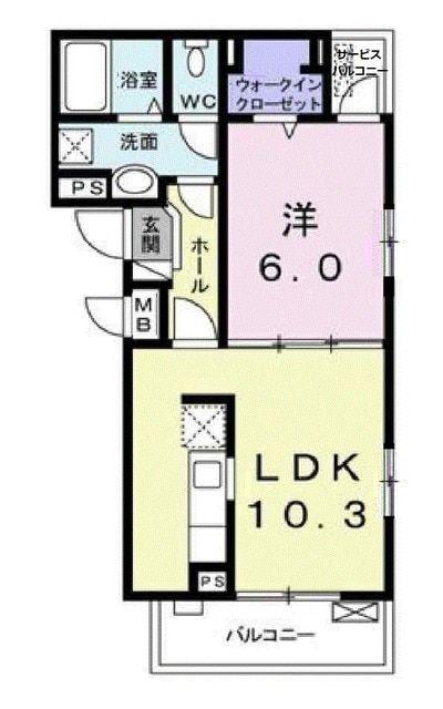コンフォール 桜(1LDK/3階)の間取り写真