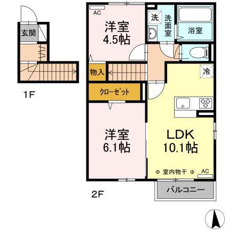 エスペランサ(2LDK/2階)の間取り写真