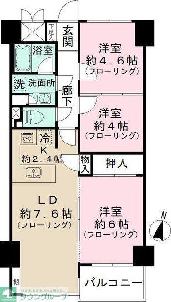 ハイホーム市ヶ谷(3LDK/7階)の間取り写真