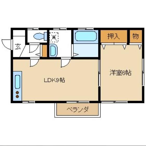 ハイツ ルナシー(1LDK/1階)の間取り写真