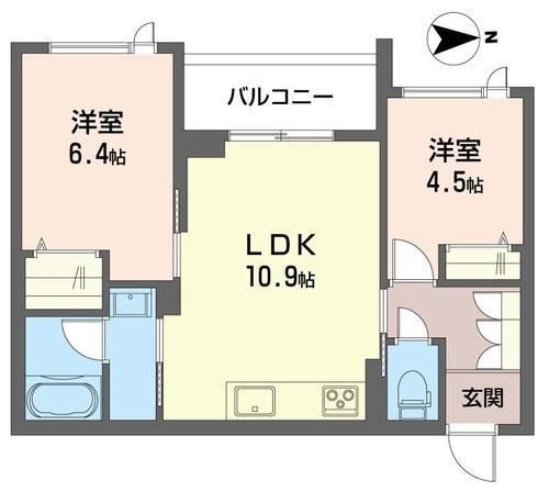 グランコスモ八王子(2LDK/3階)の間取り写真
