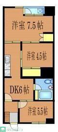 逗子緑ヶ丘ハイツ(3DK/5階)の間取り写真