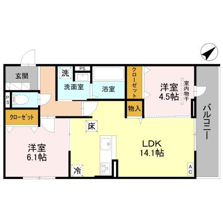ステラフォーリア(2LDK/3階)の間取り写真