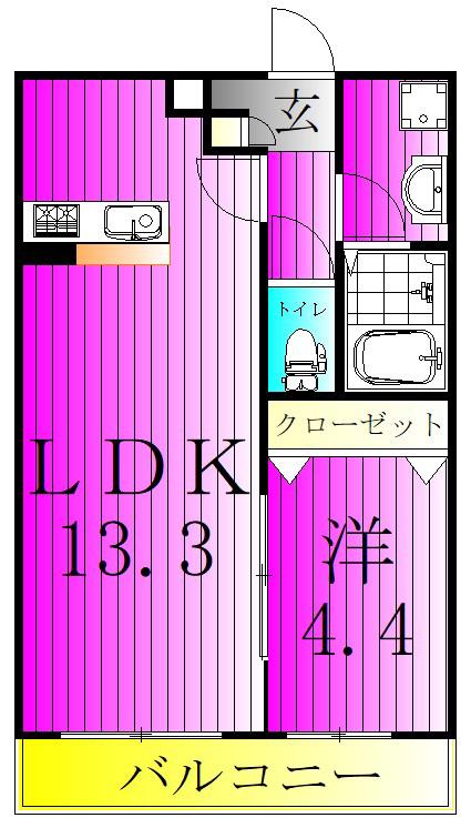 シエーナ北小金II(1LDK/2階)の間取り写真