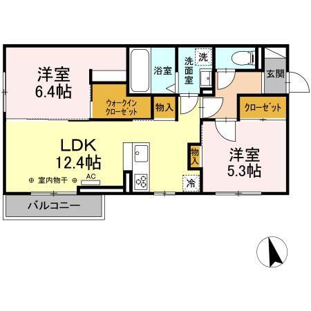 ウィステリアアイ(2LDK/2階)の間取り写真