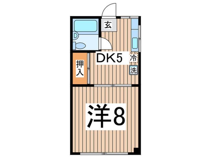 ハイツ大川(1DK/1階)の間取り写真