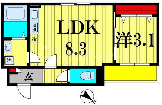 DK新松戸I(1LDK/1階)の間取り写真