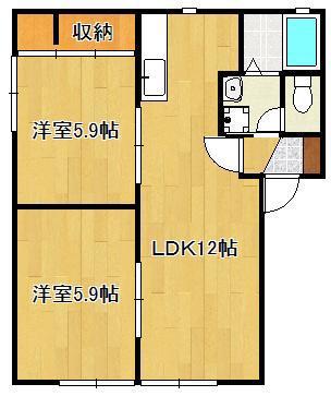 レディバグA棟(2LDK/1階)の間取り写真