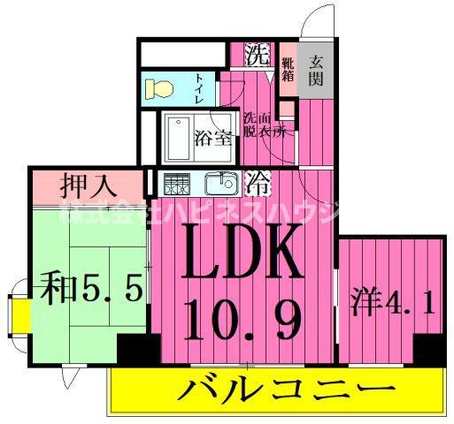 INSURANCEBLDG.XIVフ(2LDK/1階)の間取り写真