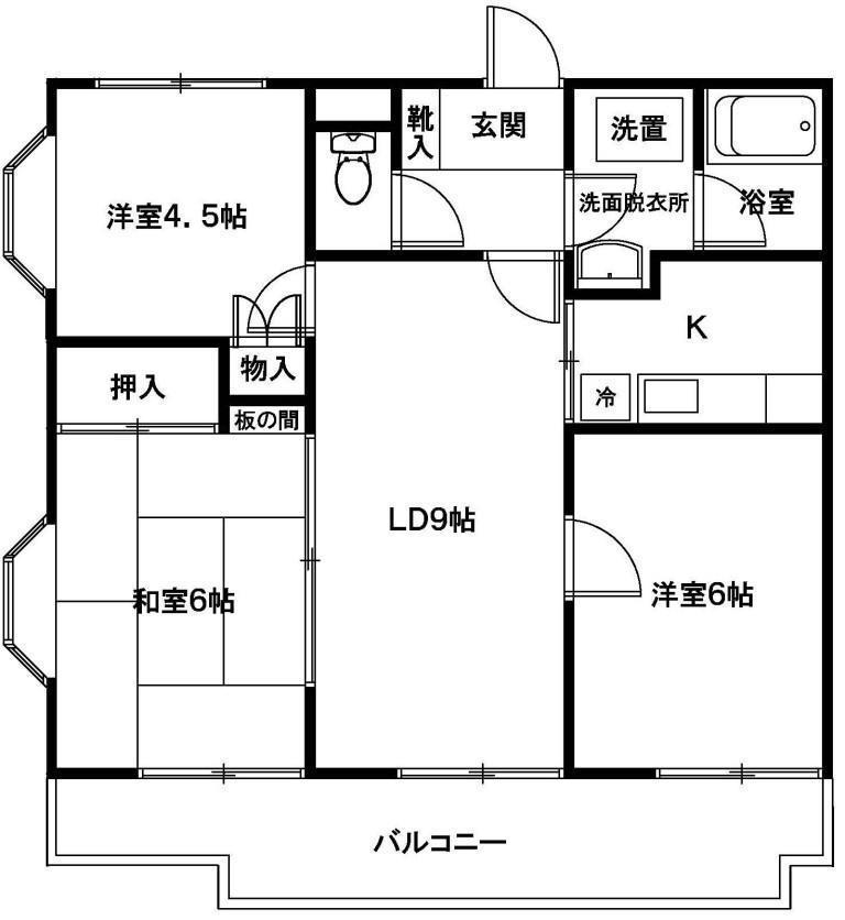 グリーン・グローブB(3LDK/2階)の間取り写真
