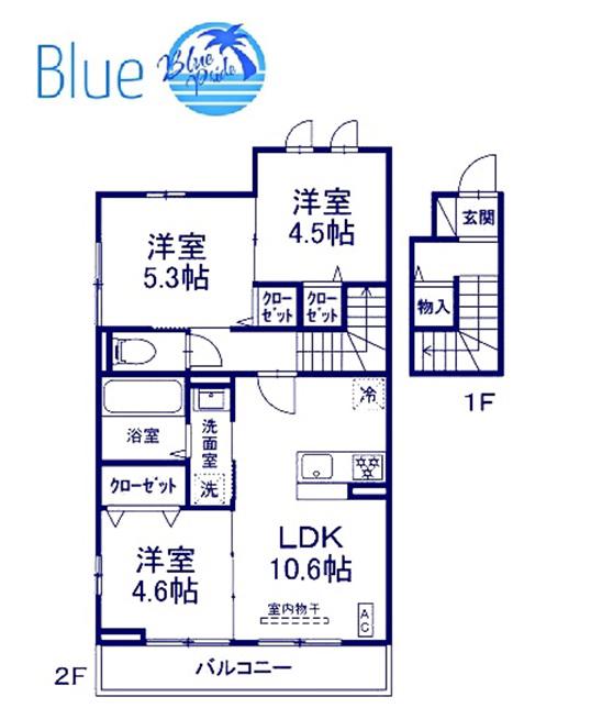 エクラン ウルー湘南S(3LDK/2階)の間取り写真