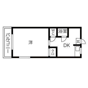 諸福マンション(1DK/4階)の間取り写真